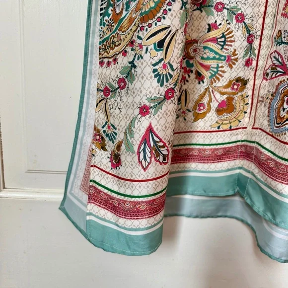 Zara Satin Foulard Paisley Maxi Dress Medium Shirt Dress Floral Belted